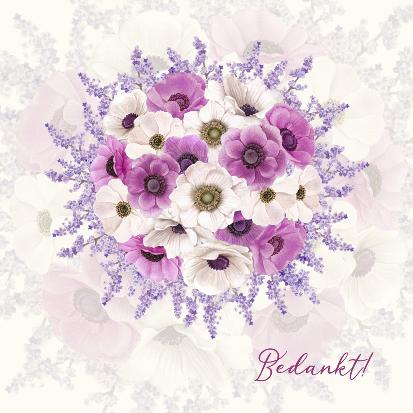 Bedankkaartjes - Bedanken met bloemenboeket