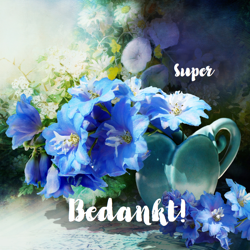 Bedankkaart blauwe bloemen - SG - Bedankkaartjes Bedankkaartjes - Bedankkaart blauwe bloemen - SG