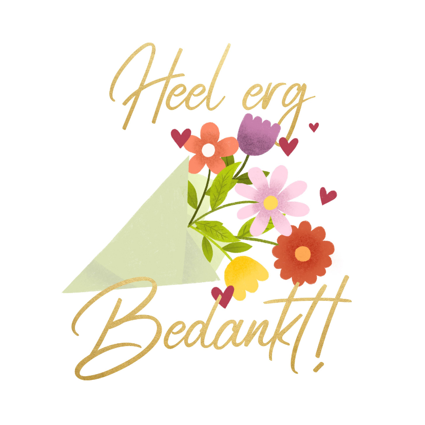 Bedankkaartjes - Bedankkaart bos bloemen Heel erg bedankt