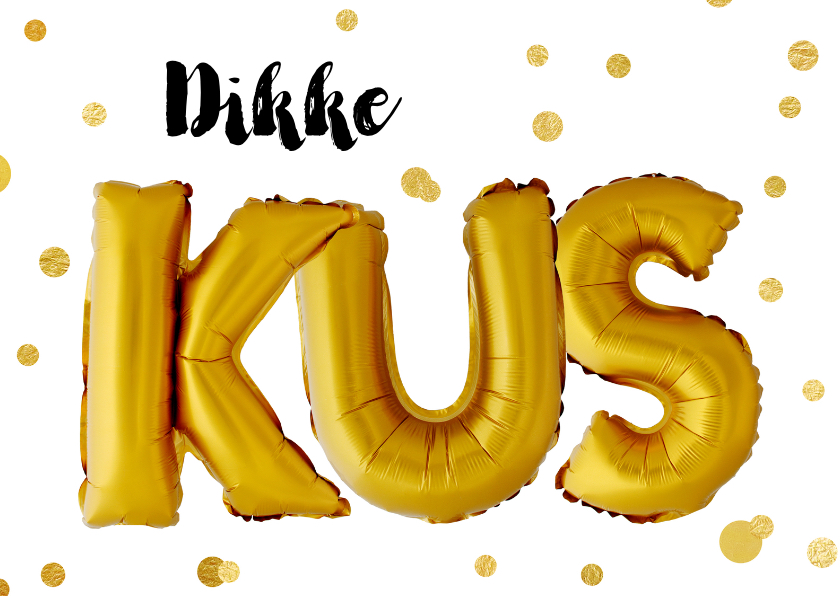 Bedankkaart dikke kus gouden ballonnen - Bedankkaartjes Bedankkaartjes - Bedankkaart dikke kus gouden ballonnen
