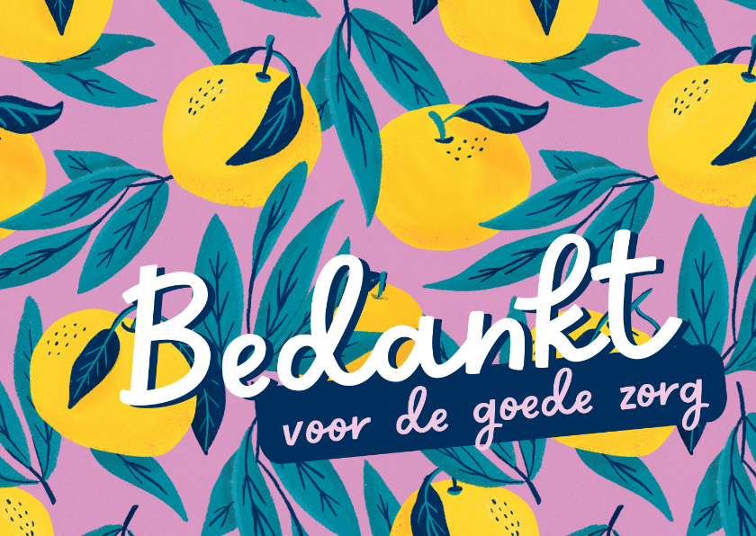 Bedankkaartjes - Bedankkaart goede zorg met fruit