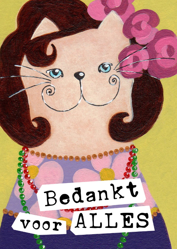 Bedankkaart Kat Lady - Bedankkaartjes Bedankkaartjes - Bedankkaart Kat Lady