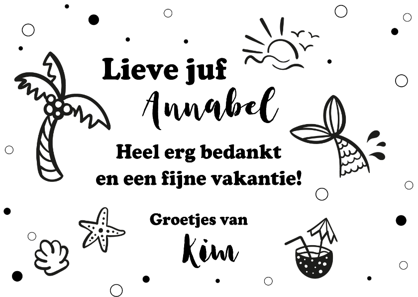 Bedankkaartjes - Bedankkaart lieve juf bedankt en een fijne vakantie