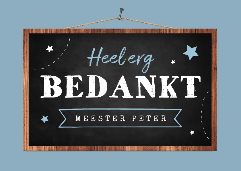 Bedankkaartjes - Bedankkaart meester schoolbord hip krijt bedankt