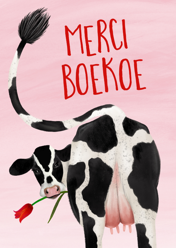 Bedankkaart 'Merci Boekoe' - Bedankkaartjes Bedankkaartjes - Bedankkaart 'Merci Boekoe'