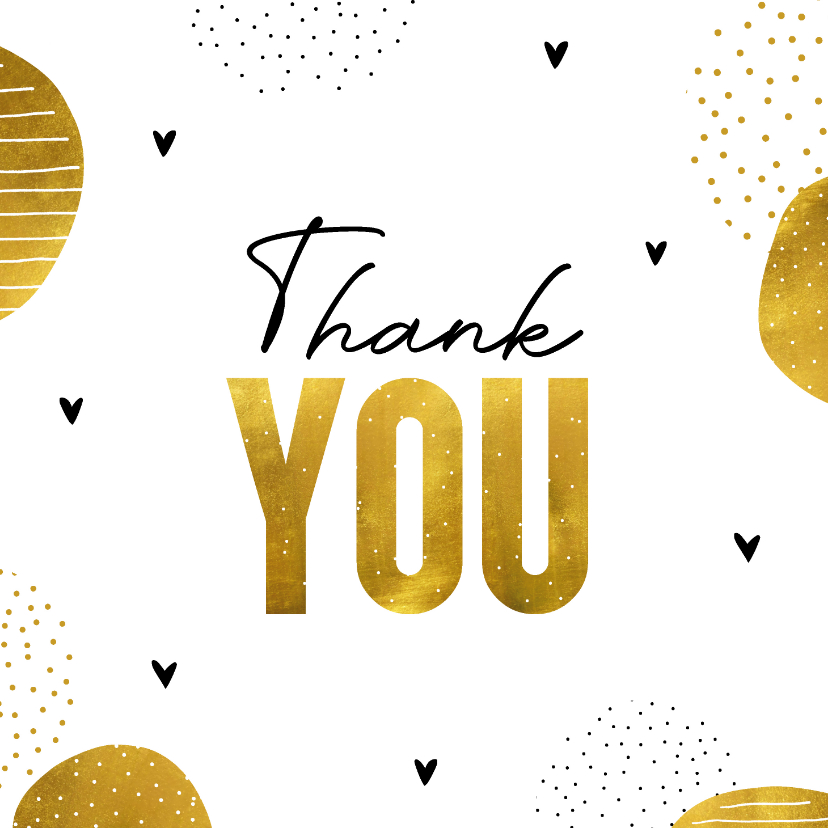 Bedankkaart 'Thank you' goudlook - Bedankkaartjes Bedankkaartjes - Bedankkaart 'Thank you' goudlook