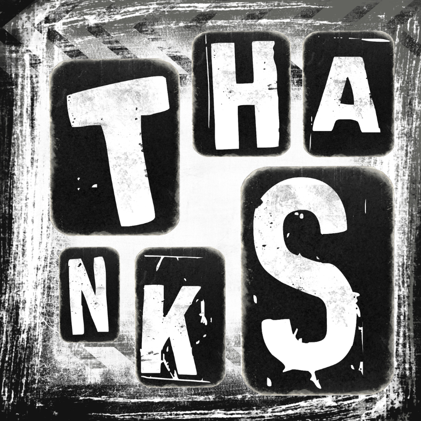 Bedankkaart Thanks grunge - Bedankkaartjes Bedankkaartjes - Bedankkaart Thanks grunge