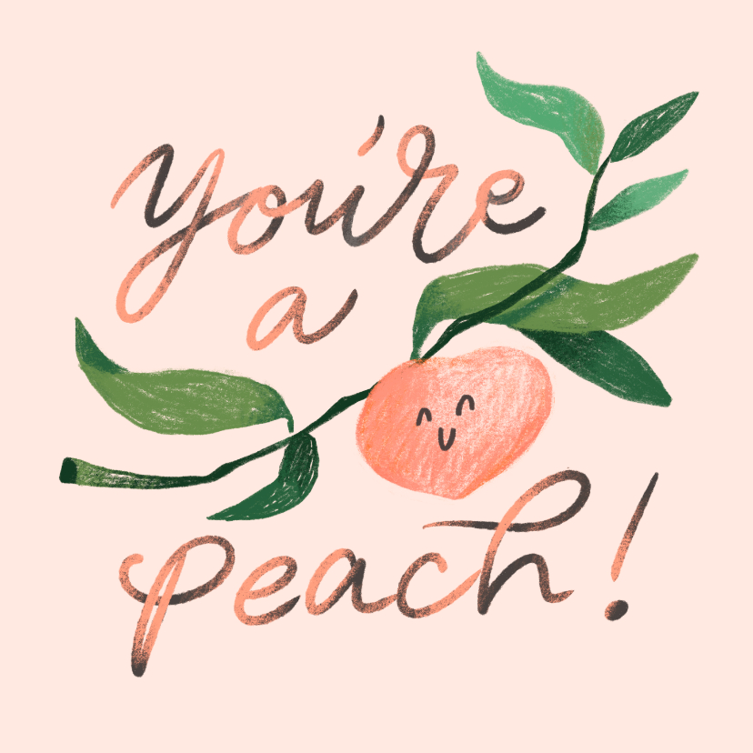 Bedankkaart you're a peach - Bedankkaartjes Bedankkaartjes - Bedankkaart you're a peach