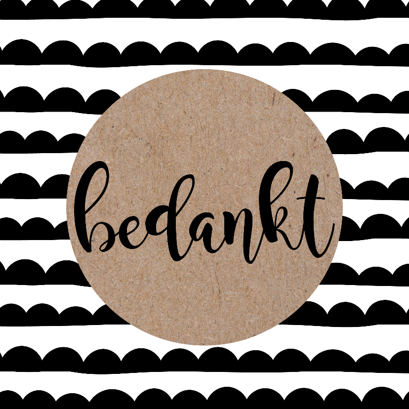 Bedankkaartjes - Bedankkaart zwart wit kraft