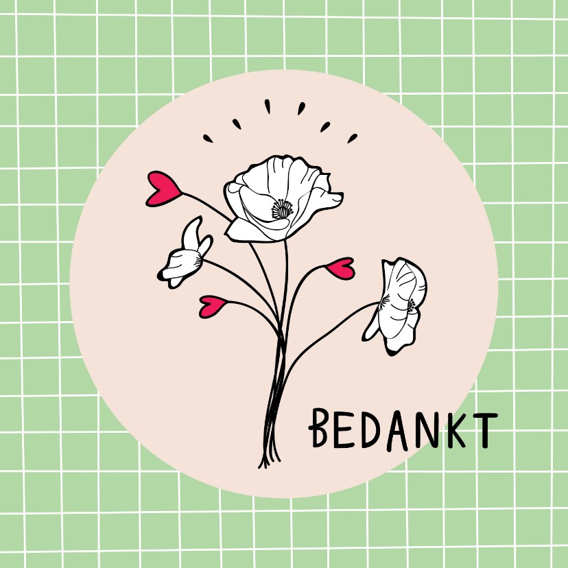 Bedankkaartjes - Bedankkaartje met illustratie bosje bloemen