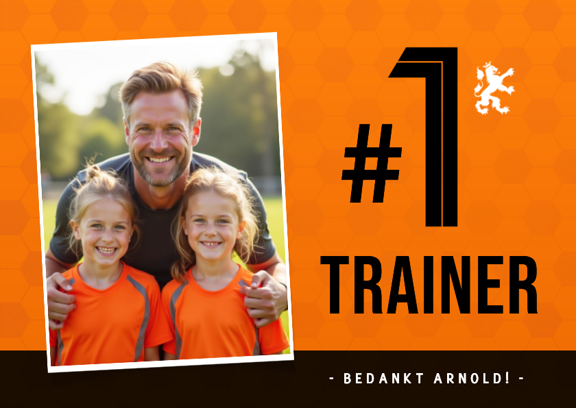 Bedankkaartjes - Bedankkaartje trainer sport met eigen foto en #1 tekst