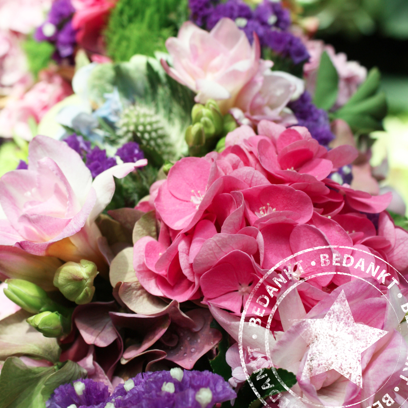 Bedankt bloemen met stempel - Bedankkaartjes Bedankkaartjes - Bedankt bloemen met stempel
