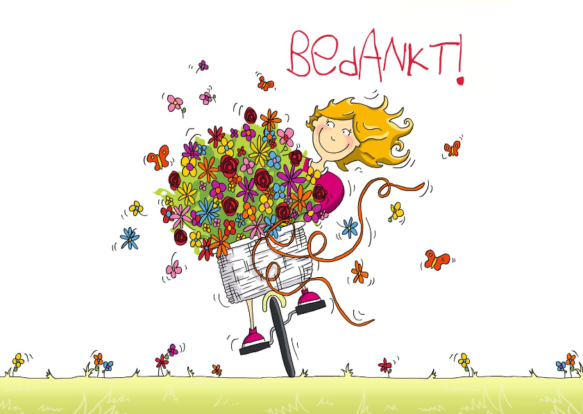 Bedankt bos bloemen op de fiets - Bedankkaartjes Bedankkaartjes - Bedankt bos bloemen op de fiets