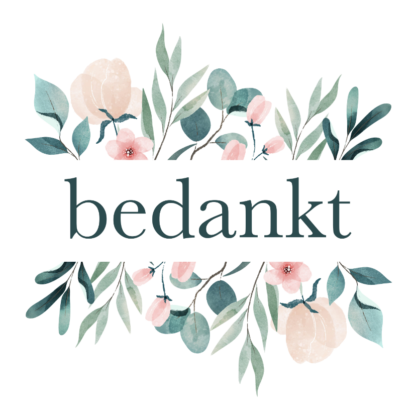 Bedankkaartjes - Bedanktkaart met botanische elementen