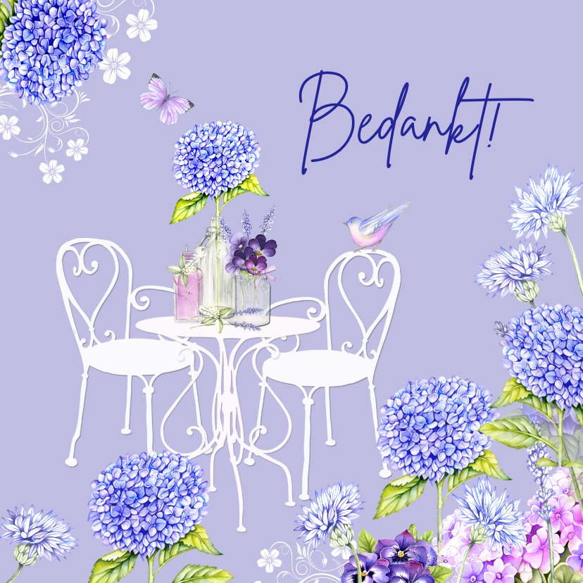 Bedankkaartjes - Bedanktkaart tuinsetje bloemen