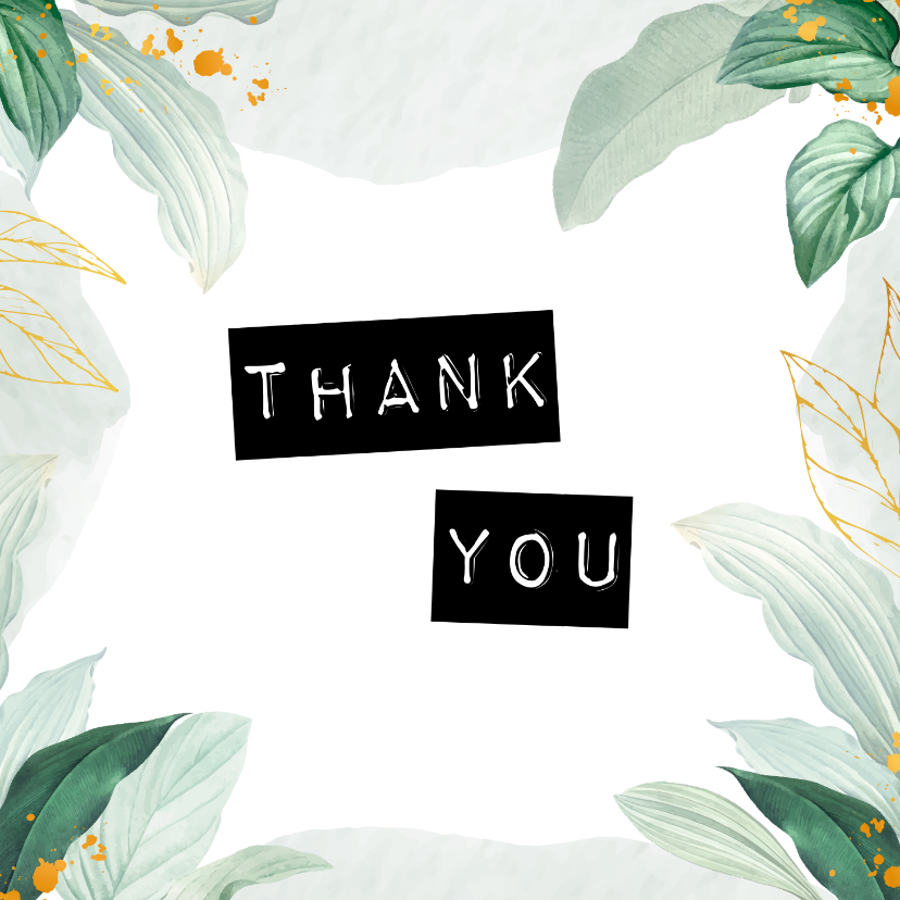 Bedankkaartjes - Botanische kaart 'Thank you' 