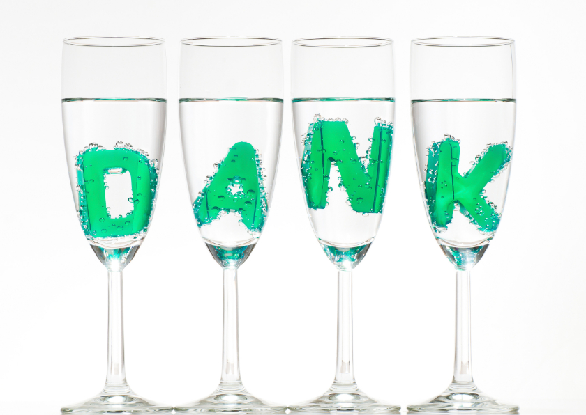 DANK in champagne glazen - Bedankkaartjes Bedankkaartjes - DANK in champagne glazen