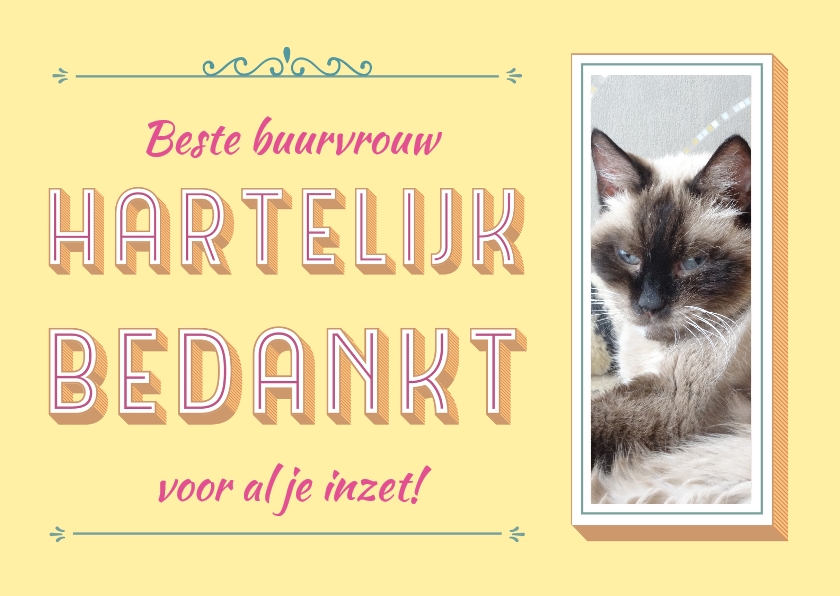 Bedankkaartjes - Hartelijk bedankt geel