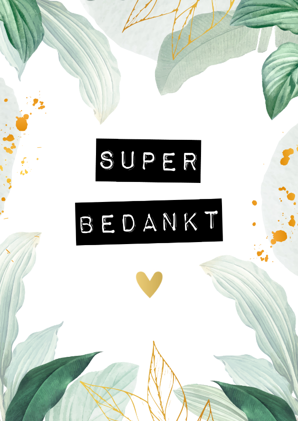 Bedankkaartjes - Kaart 'super bedankt' aquarel 