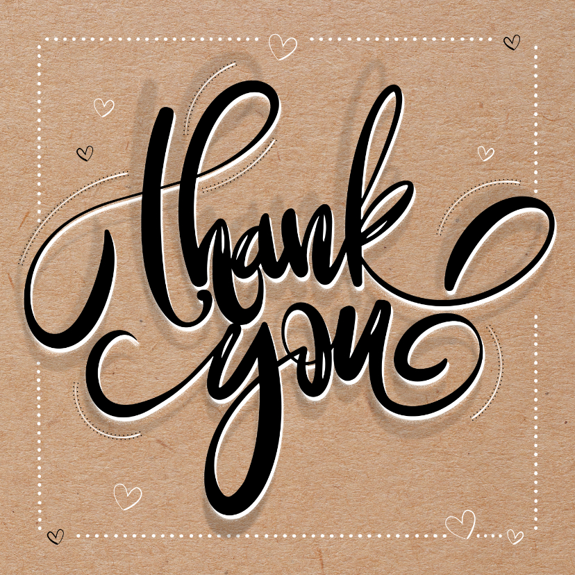 Kraftlook bedankkaart engels thank you handlettering - Bedankkaartjes Bedankkaartjes - Kraftlook bedankkaart engels thank you handlettering