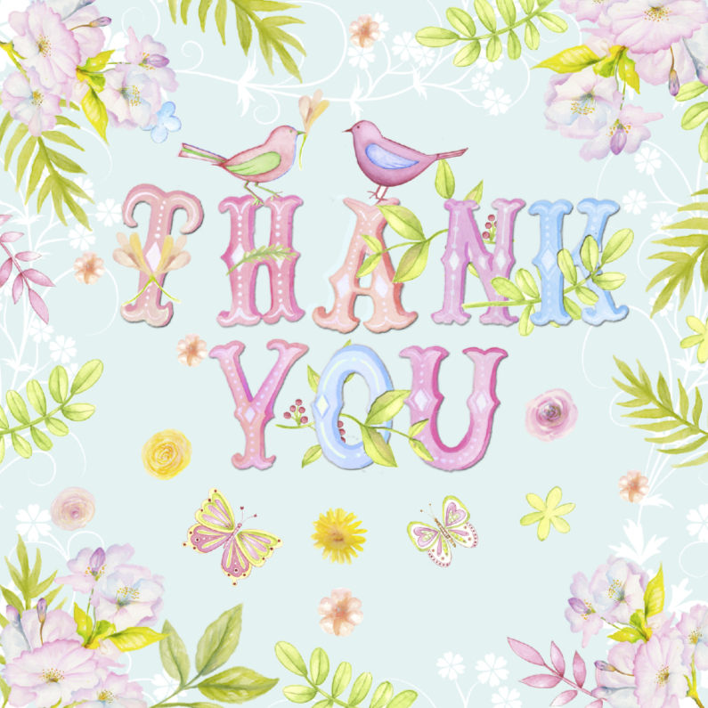 Thank You tekst aquarel - Bedankkaartjes Bedankkaartjes - Thank You tekst aquarel