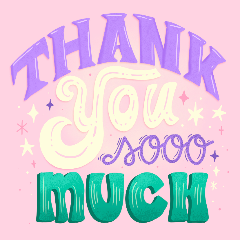 Bedankkaartjes - Typografische bedankkaart Thank You