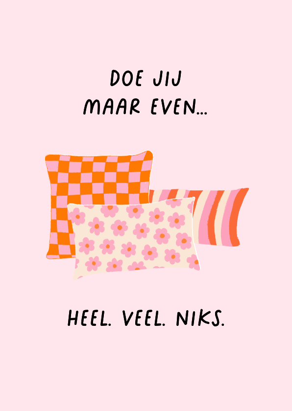 Beterschapskaarten - Bemoedigende beterschapskaart met trendy roze oranje kussens