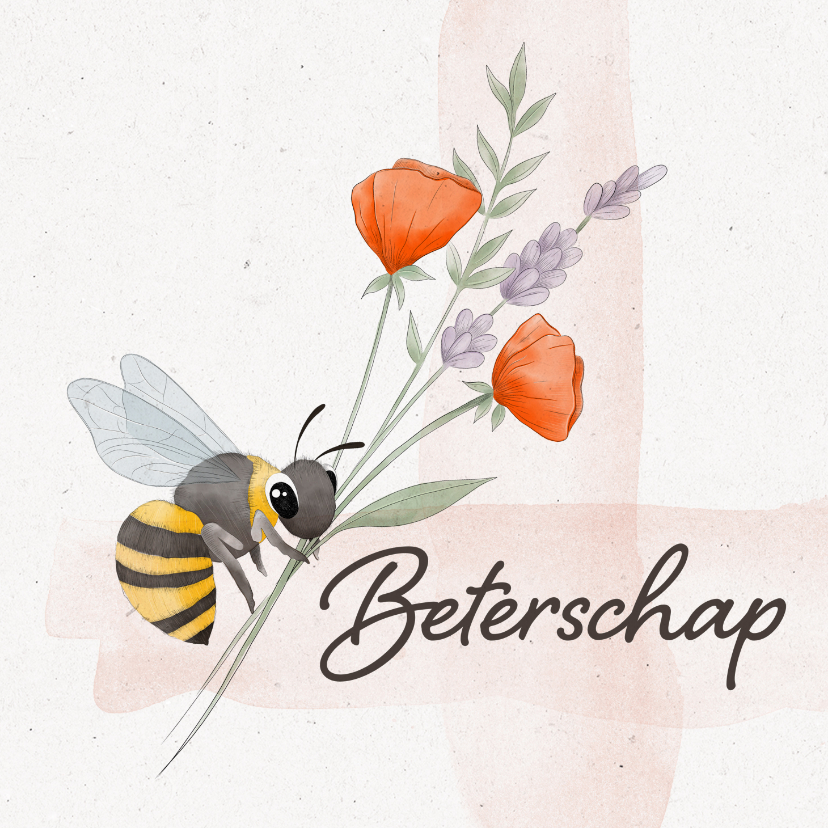 Beterschapskaarten - Beterschap - bij met bloemen