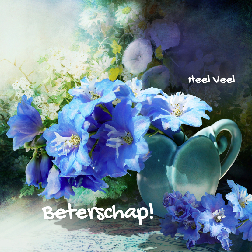 Beterschap Blauwe Bloemen - SG - Beterschapskaarten Beterschapskaarten - Beterschap Blauwe Bloemen - SG