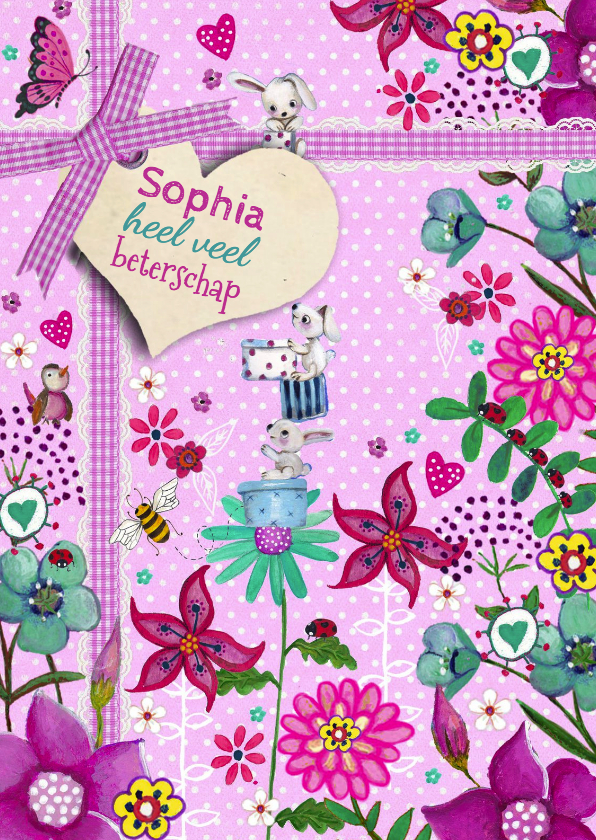 Beterschap Bloemen Stipjes - Beterschapskaarten Beterschapskaarten - Beterschap Bloemen Stipjes