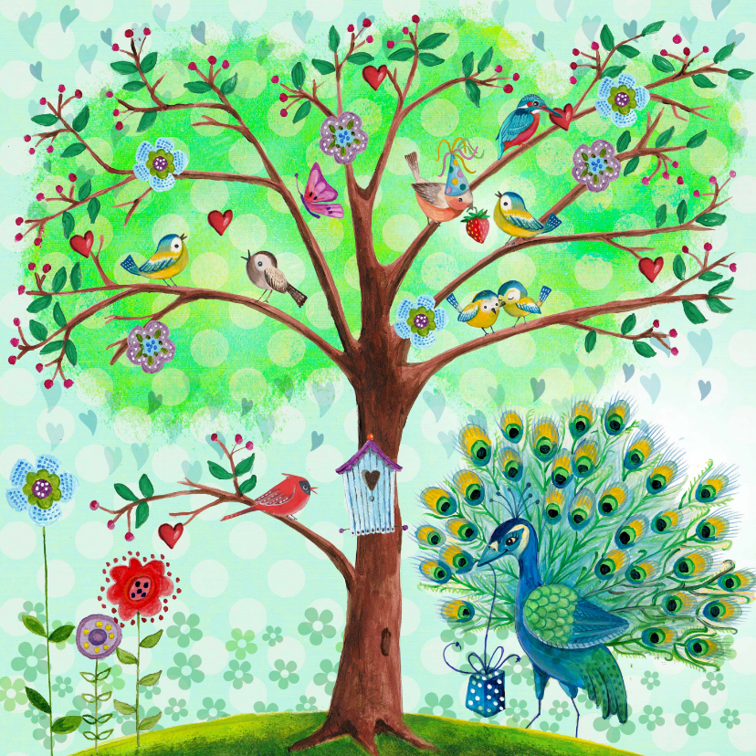 Beterschapskaarten - Beterschap boom met vogeltjes