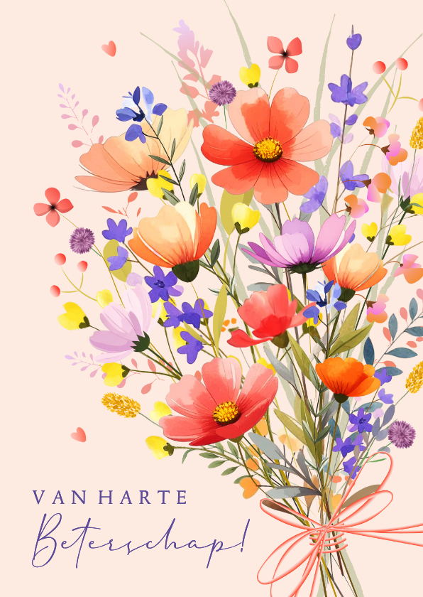 Beterschapskaarten - Beterschap fleurig met prachtig boeket gemengde bloemen