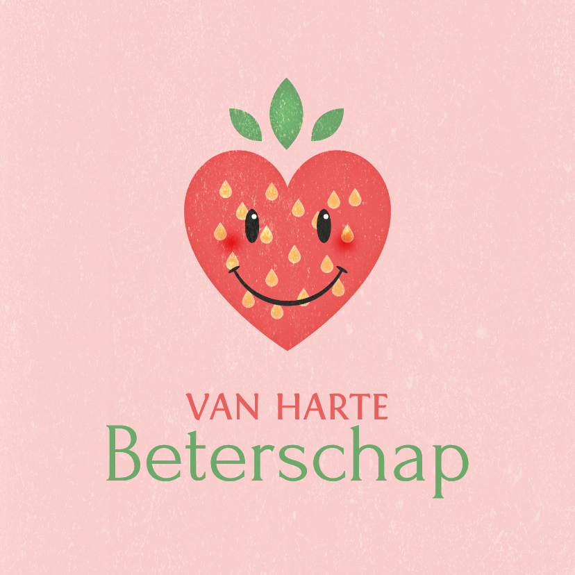 Beterschapskaarten - Beterschap hartvormige aardbei vitamientjes
