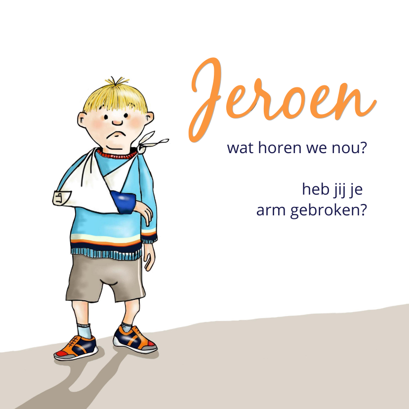 Beterschapskaarten - Beterschap jongen gebroken arm