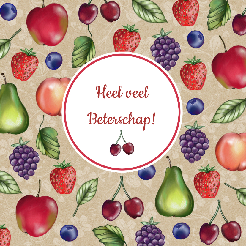 Beterschap veel fruit - Beterschapskaarten Beterschapskaarten - Beterschap veel fruit