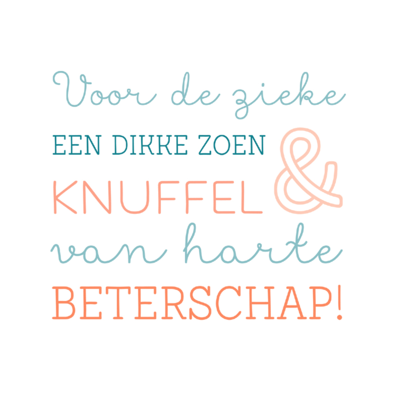 Beterschap zoen & knuffel - Beterschapskaarten Beterschapskaarten - Beterschap zoen & knuffel