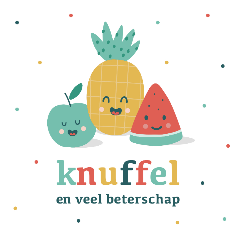Beterschapkaart met schattig fruit - Beterschapskaarten Beterschapskaarten - Beterschapkaart met schattig fruit