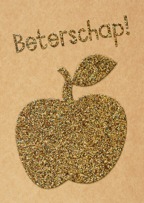 Beterschaps appel glitter look - Beterschapskaarten Beterschapskaarten - Beterschaps appel glitter look
