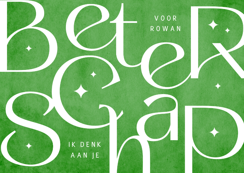 Beterschapskaarten - Beterschapskaart algemeen typografisch sparkle groen