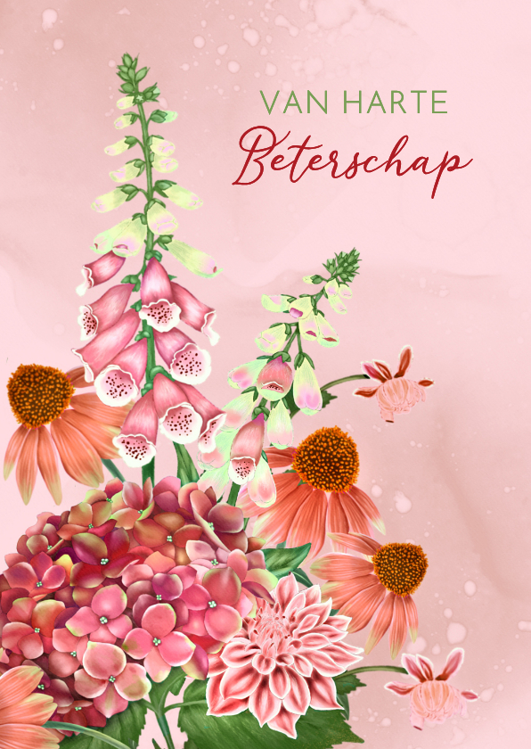 Beterschapskaarten - Beterschapskaart boeket zomerbloemen