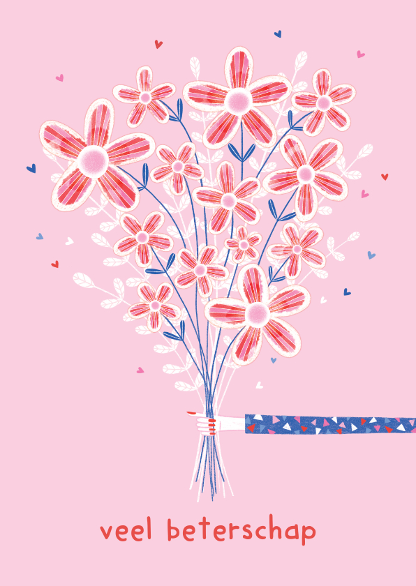 Beterschapskaarten - Beterschapskaart bos bloemen roze