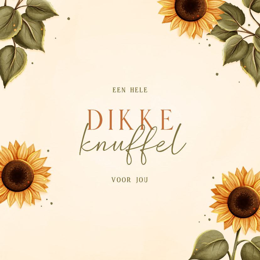 Beterschapskaart dikke knuffel met zonnebloemen - Beterschapskaarten Beterschapskaarten - Beterschapskaart dikke knuffel met zonnebloemen