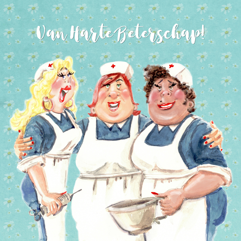Beterschapskaarten - Beterschapskaart drie vriendelijke zusters