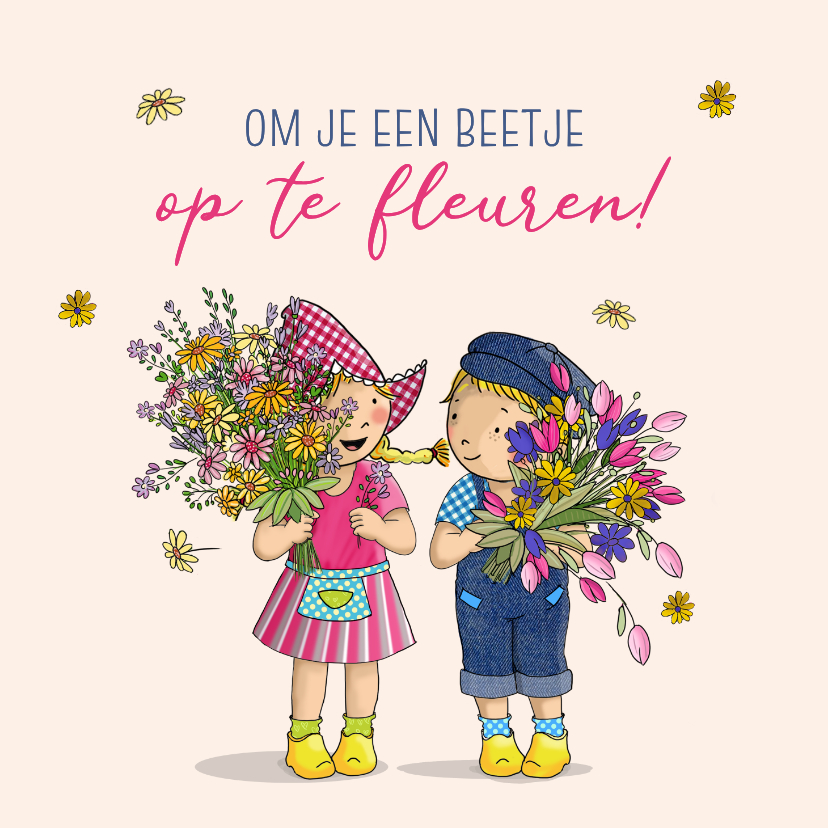 Beterschapskaarten - Beterschapskaart Fien en Teun met bloemen