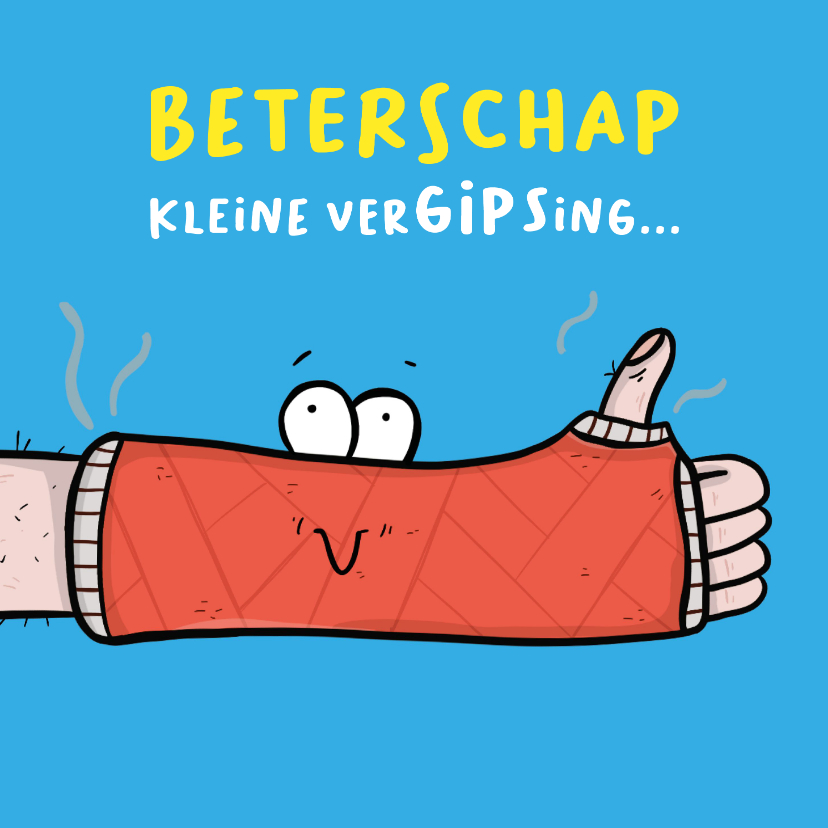 Beterschapskaart gips arm kleine vergipsing... - Beterschapskaarten Beterschapskaarten - Beterschapskaart gips arm kleine vergipsing...