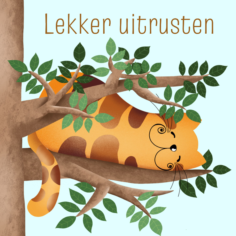 Beterschapskaarten - Beterschapskaart - Kat rust uit in een boom