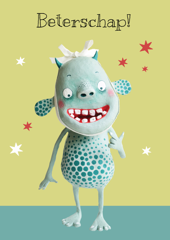 Beterschapskaart kind monster - Beterschapskaarten Beterschapskaarten - Beterschapskaart kind monster
