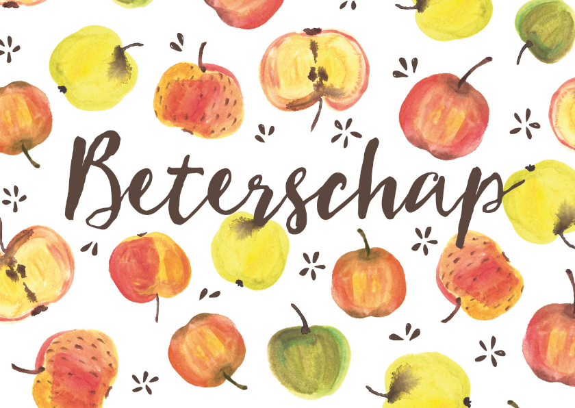 Beterschapskaarten - Beterschapskaart kleurige appels