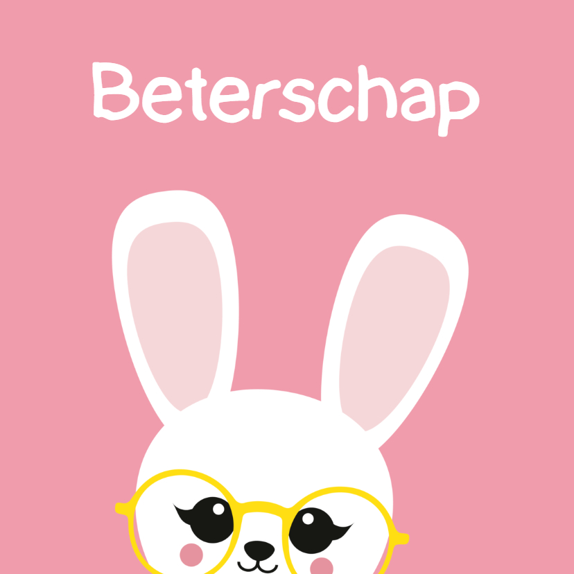 Beterschapskaart konijn met bril - Beterschapskaarten Beterschapskaarten - Beterschapskaart konijn met bril