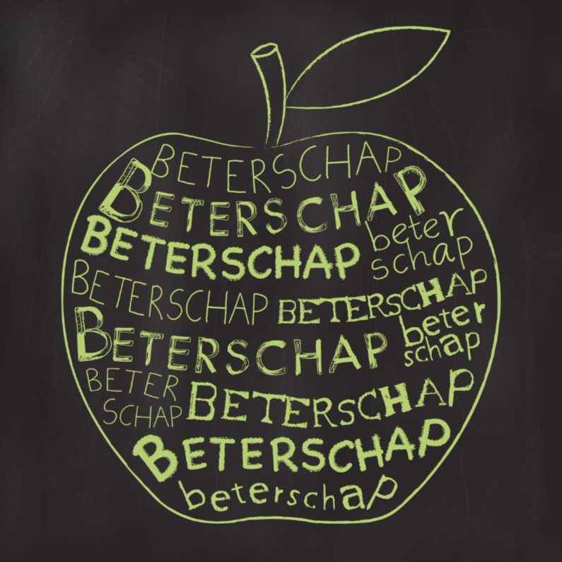 Beterschapskaart krijtbord appel - Beterschapskaarten Beterschapskaarten - Beterschapskaart krijtbord appel